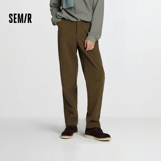 森马休闲裤男灯芯绒宽松锥形裤半松紧腰2025冬季新款长裤简约百搭 商品图0