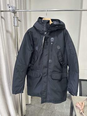 贝壳三 户外工装风加厚黑色派克棉衣御寒保暖连帽棉服男C110828