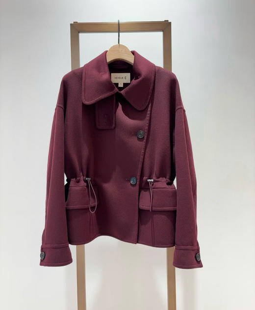 118-10 小禾爆款 安可拉红 绵羊毛 一手长 风衣款夹克短大衣 有造型的双面呢短大衣 商品图13