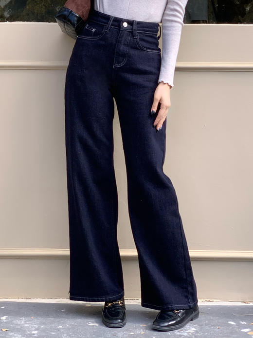 【百图lulu定制】【预售10天发】【王牌牛仔裤】新疆长绒棉 高腰收腹 显腿长显腿直 外层磨毛 厚实牛仔直筒裤 商品图1