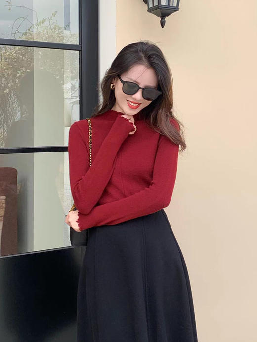 【百图lulu定制】【木耳边针织衫】给秋冬衣橱加点糖 高弹 打底衫 针织衫 商品图11