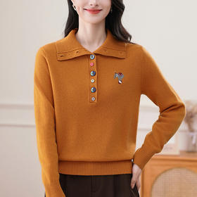 CC 13-98852翻领毛衣秋冬洋气遮肚上衣保暖羊毛衫