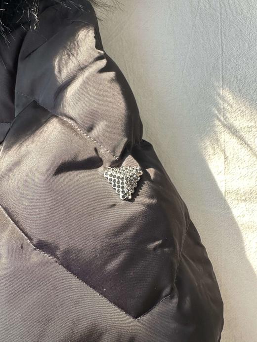 贝壳三 秋冬加厚连帽中长款羽绒服修身收腰毛领连帽外套C110807 商品图2