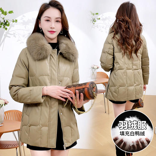QYM 4B15大毛领羽绒服中长款时尚洋气保暖加厚狐狸毛外套 商品图1