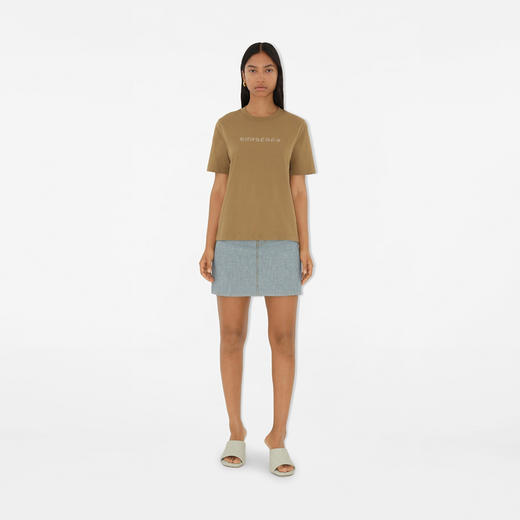 【一】BURBERRY 巴宝莉 女士佩斯利徽标棉质圆领短袖T恤 驼色 8099832 C1493 商品图2