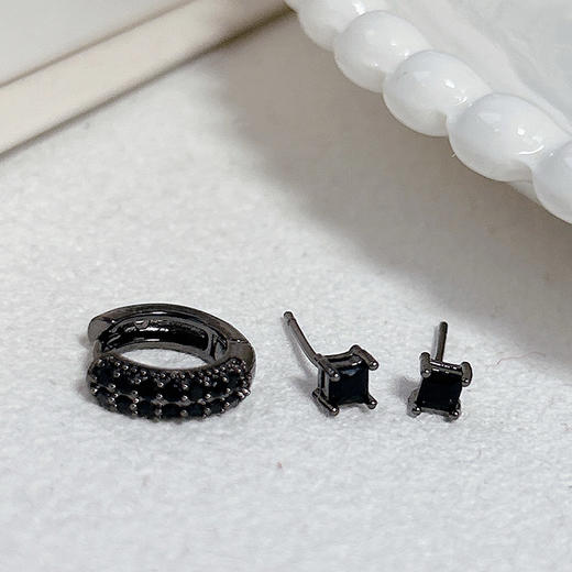 日常简约黑钻小众设计组合耳饰-纪念日百货门店同款167596256 商品图2