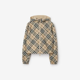 【一】BURBERRY 巴宝莉 女士马术骑士徽标贴花双面两穿短款格纹外套 格子色 8099029 C1506