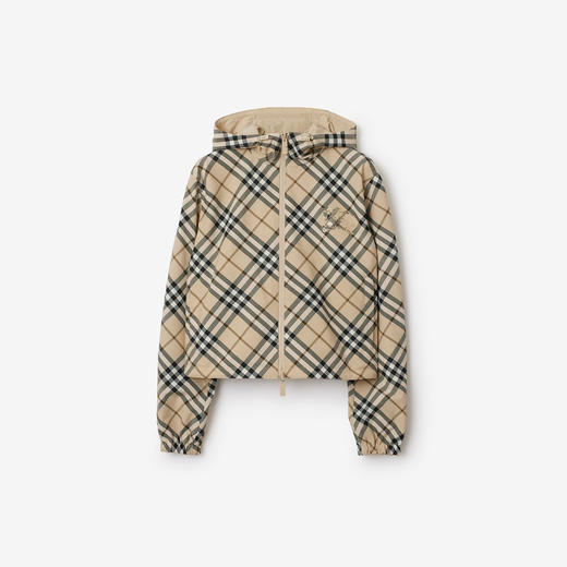 【一】BURBERRY 巴宝莉 女士马术骑士徽标贴花双面两穿短款格纹外套 格子色 8099029 C1506 商品图0