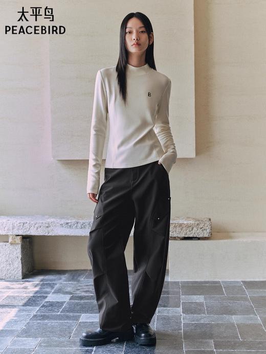 贝壳三 气质半高领柔软亲肤磨毛打底衫保暖修身内搭上衣C110803 商品图7