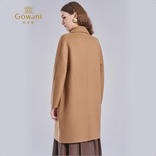 【羊绒】乔万尼新款呢大衣羊毛双面尼双排扣简约驼色高级感EI4A567 商品图4