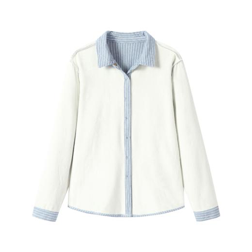 CC 9506-1加绒加厚衬衫一体绒上衣竖条纹衬衣 商品图4