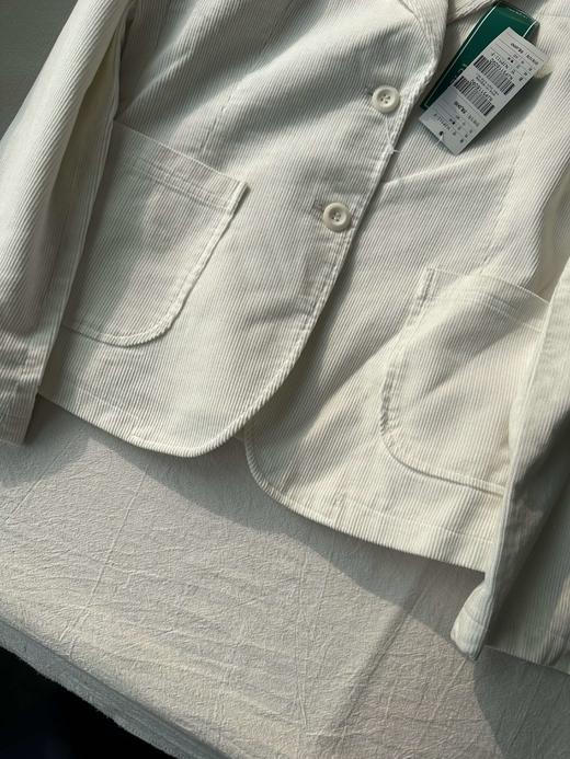 贝壳三 简约通勤白色灯芯绒质感西装外套收腰显瘦小西服C110804 商品图12