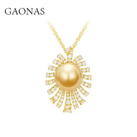 GAONAS 仿珍珠吊坠 女士贵气百搭16mm金色珠项链11724XGO