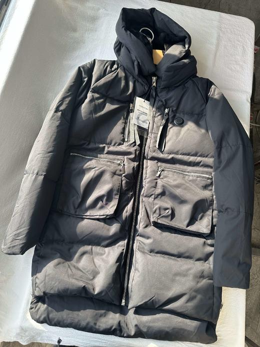 贝壳三 工装风口袋宽松厚实连帽羽绒服女中长款百搭棉服C110808 商品图0