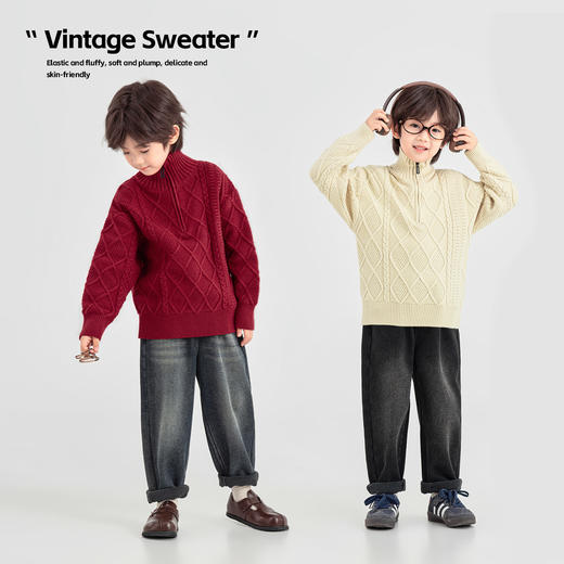 【件件底价，童装双倍积分 】多多家男童毛衣儿童立领针织衫秋冬季2025冬装新款中大童保暖上衣11368 商品图1