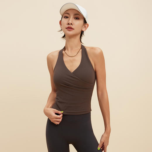 跃牌【颜值有理】系列   挂脖瑜伽背心含胸垫V领运动健身服美背裸感瑜伽服上衣女YB1346+YD1217+YK015 商品图3