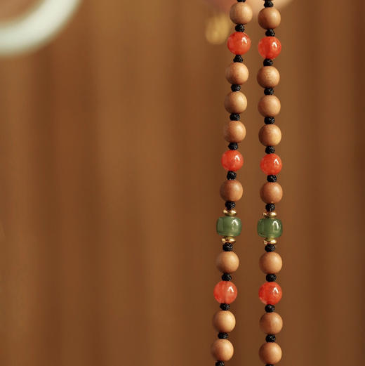 【青山特惠】5mm22颗山檀香 | 弥勒佛·吊坠 搭配：和田玉、南红、925银镀金s4  商品图2