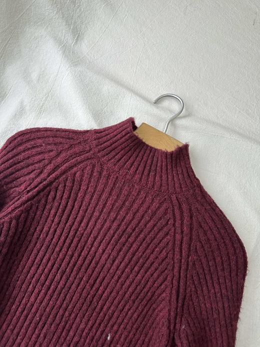 贝壳三 基础款半高领含羊毛弹力针织衫袖口翻边舒适毛衣C110813 商品图3