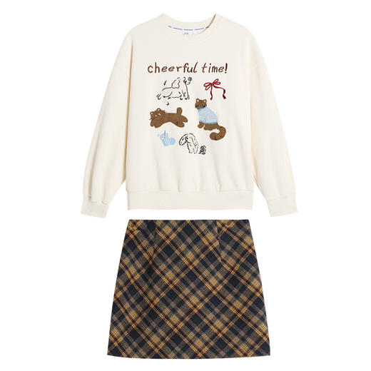 <曾小咸推荐> 韩系刺绣无帽圆领卫衣女秋冬宽松慵懒风长袖上衣加绒加厚 商品图4