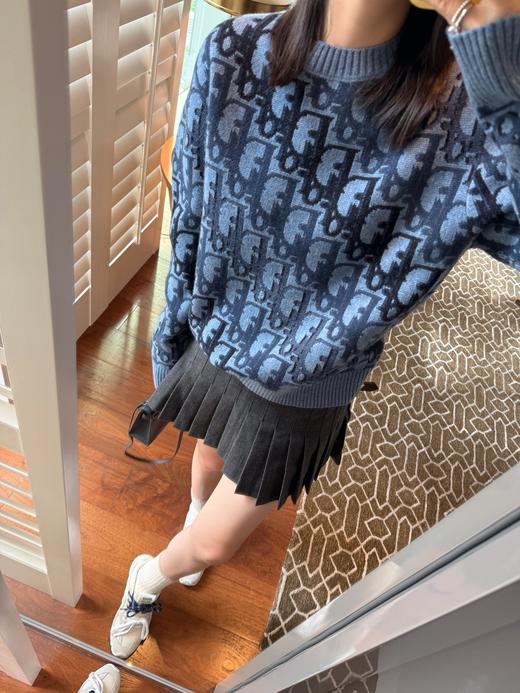 迪奥 25年秋冬系列 蓝色老花针织毛衣(KX*MM) 商品图3