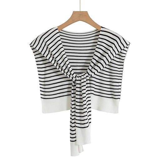 薄款时尚条纹针织百搭坎肩搭肩 商品图4