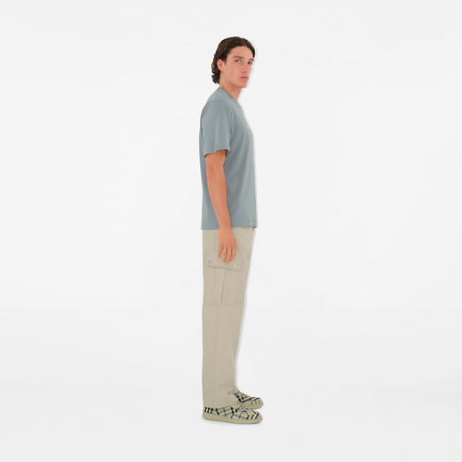 【一】BURBERRY 巴宝莉 男士徽标印花棉质圆领短袖T恤 灰色 8098404 C1541 商品图3