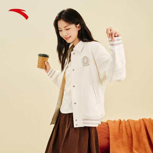 安踏棒球服外套女冬季新款加厚复古学院风开衫休闲上衣162548709N 商品图1