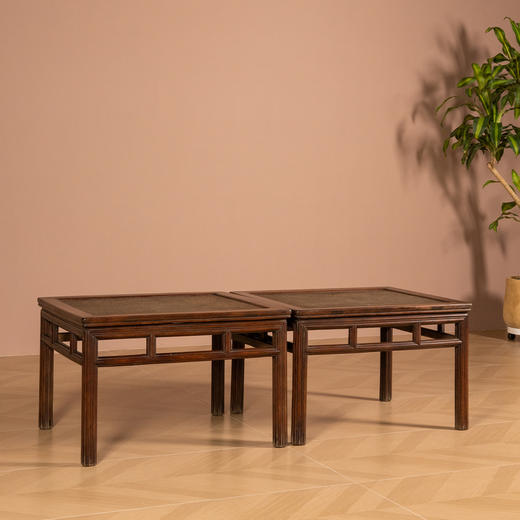 清早期	黄花梨瓜棱腿直枨矮栳大禅凳（一对） 商品图0