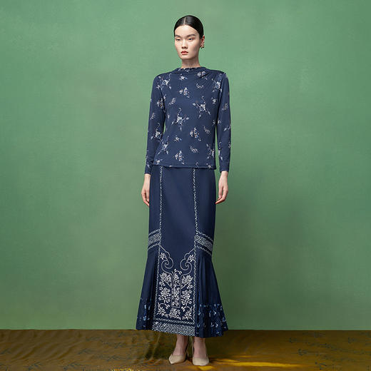 【林栖设计小店】桑蚕丝T恤传统印花2026早春新款修身上衣女1961165 商品图2