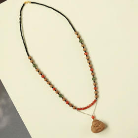 【青山特惠】5mm22颗山檀香 | 弥勒佛·吊坠 搭配：和田玉、南红、925银镀金s4 