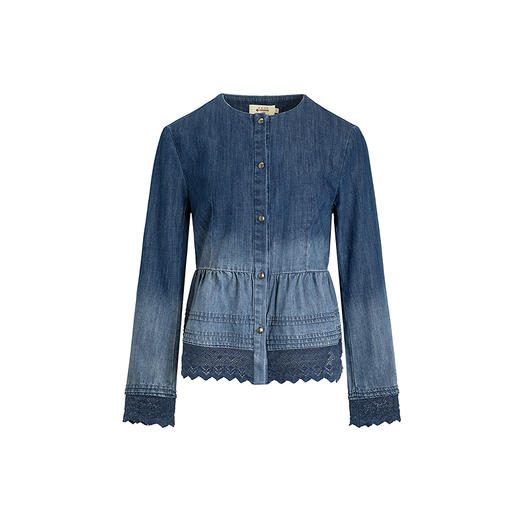 【林栖设计小店】【草木丹宁】牛仔外套渐变蕾丝收腰2026早春新款上衣女1961116 商品图8