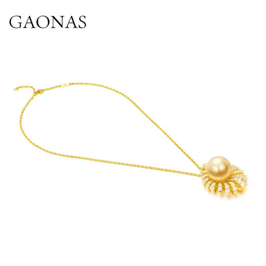 GAONAS 仿珍珠吊坠 女士贵气百搭16mm金色珠项链11724XGO 商品图1