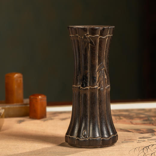 清	紫檀竹节花插 商品图1