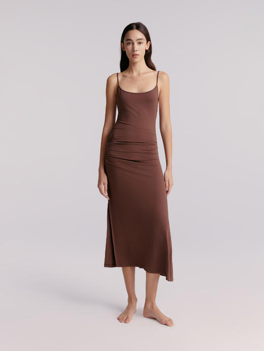 Her Senses｜时装 12WDR09J1 打褶吊带连衣裙 [ 巧克力棕BR19 ] 商品图0