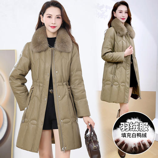 QYM 4B18毛领皮羽绒服免洗PU皮洋气外套 商品图2