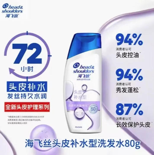 【洗发护发】海飞丝 头皮补水洗发水水润补水清爽洗发露 80g/瓶 商品图0