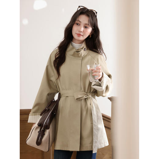 鹿向南「文诗入画」气质复古英伦风风衣女秋冬小众高级卡其色外套 商品图2
