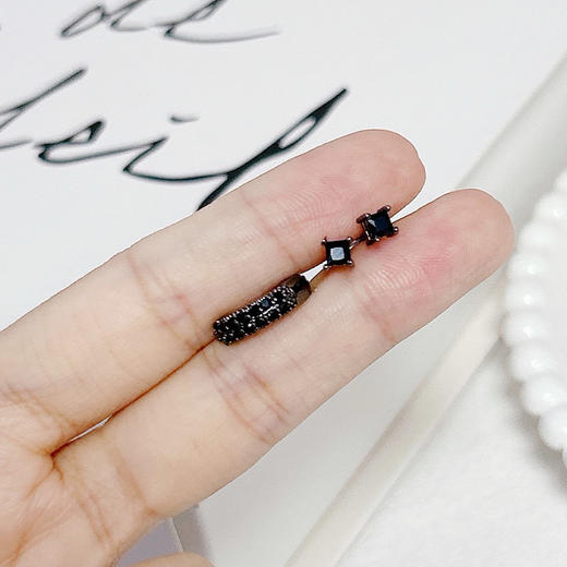 日常简约黑钻小众设计组合耳饰-纪念日百货门店同款167596256 商品图1
