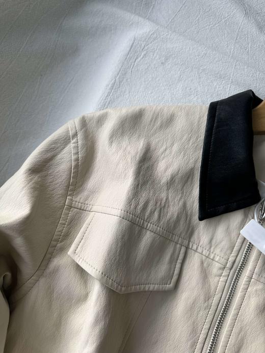 贝壳三 法式撞色翻领短款夹克外套短款巴恩风工装皮衣女C110802 商品图3