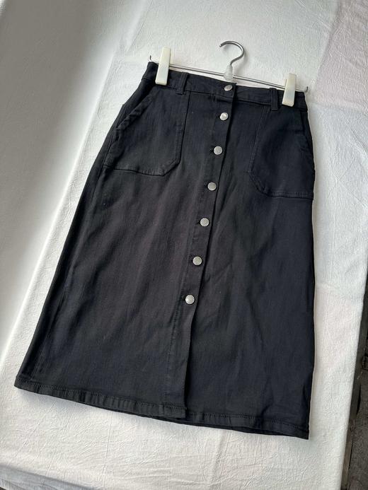 贝壳三 高腰纯色简约排扣牛仔裙小A字微包臀遮肉半身裙C110821 商品图0