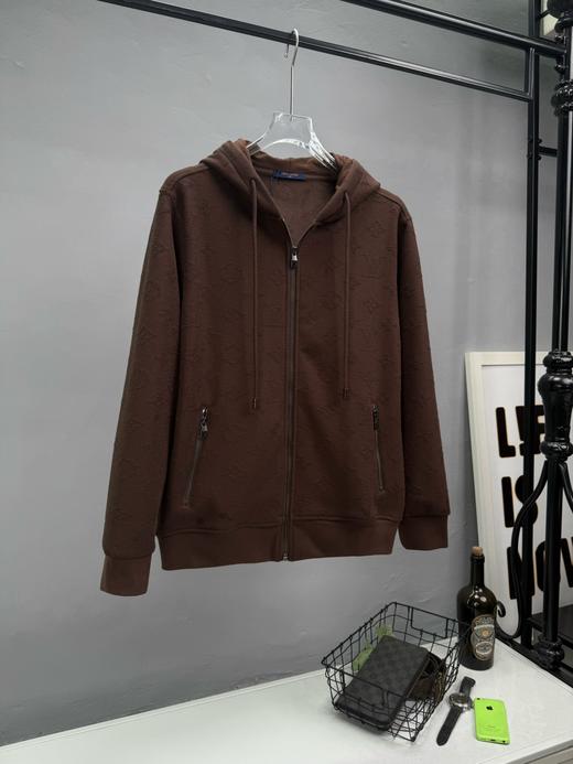 轻奢老花提花男士秋冬加绒拉链连帽卫衣外套 特惠 Z-15706 商品图2