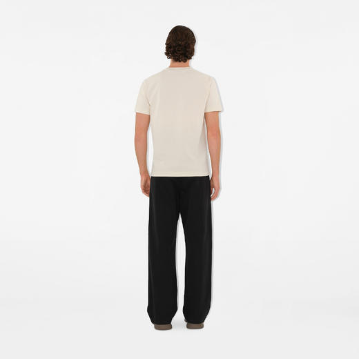 【一】BURBERRY 巴宝莉 男士佩斯利马术骑士徽标刺绣棉质圆领短袖T恤 米色 8097879 C1409 商品图4