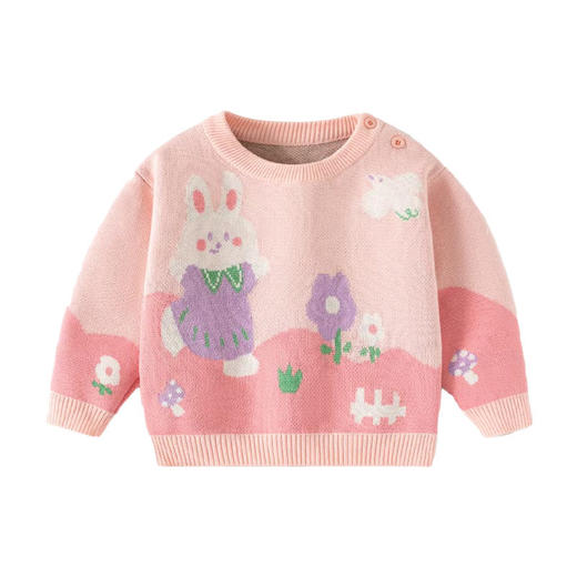 可爱兔兔针织纯棉女童毛衣秋冬加厚婴儿毛衣A类甜美可爱宝宝毛衣 商品图4