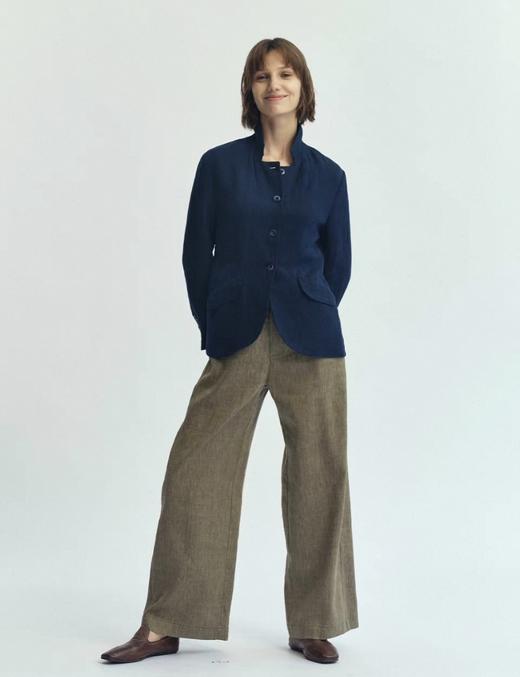 Jai  绀青蓝/沙色日本亚麻曼德勒西装夹克 商品图4