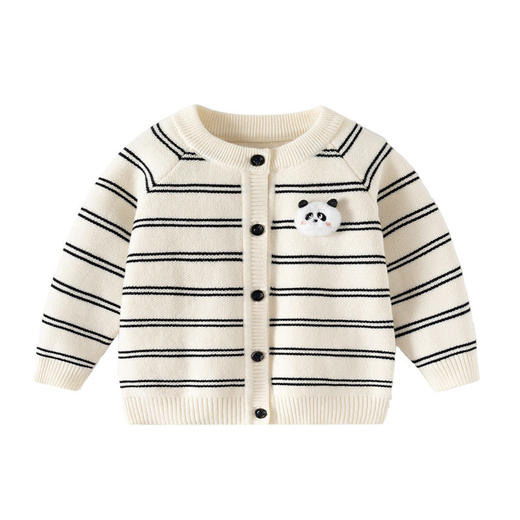熊猫条纹加绒韩版男童毛衣秋冬纯棉宝宝毛衣A类帅气加厚婴儿外套 商品图4