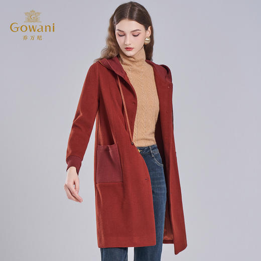 【羊绒】乔万尼新品羊毛羊绒大衣减龄连帽设计直筒显瘦百搭EI4A576 商品图2