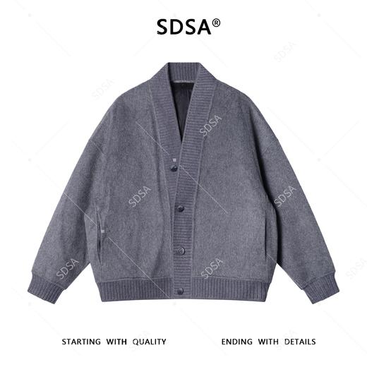 25-08SDSA男士秋冬新款痞帅男装潮牌纯色V领羊毛大衣羽绒服两件套百搭 商品图1