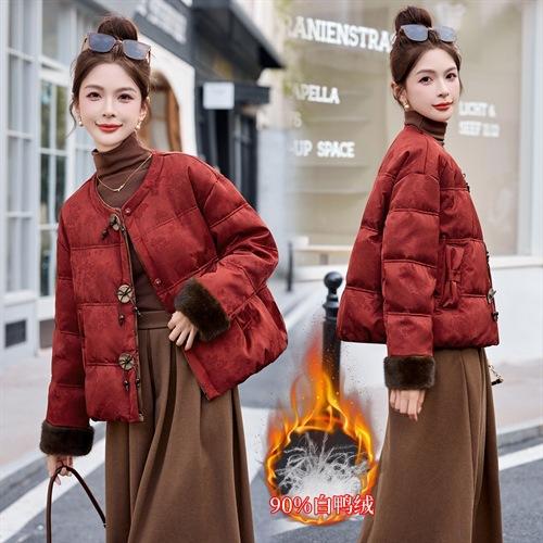 HR YJLY8696新年战袍仿貂毛提花羽绒服外套 商品图0