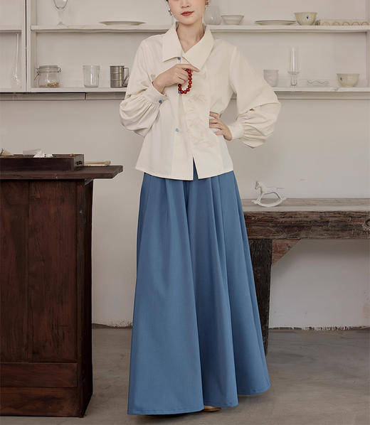 裁缝学苑AQ565长袖衬衫上衣国风阔腿裤通勤套装纸样女装汉服两件套样板 商品图1