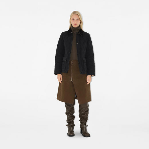 【一】BURBERRY 巴宝莉 女士 B 字盾徽标刺绣绗缝尼龙夹克棉服 黑色 8096917 C1900 商品图3